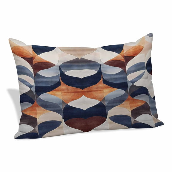 Navy Blue Burnt Orange Pillow Covers 16"x24", Retro Geometric Abstract Soft Brushed Microfiber Breathable Throw Pillow Covers, Decorative Pillowcase with Zipper for Couch Sofa Bedroom Living Room