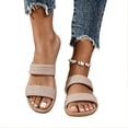thumbnail image 2 of Samdudou Plus Size Slip On Sandals for Women Double Band Woven Slides Braided Texture Flat Jute Style Sole Minimalist Open Toe Footwear for Vacation, 2 of 6