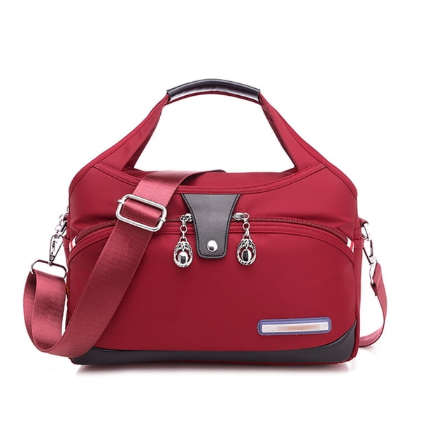 Bolso bandolera de nailon impermeable para mujer, bolso de hombro multibolsillos, bolso de viaje y bolso de mano