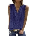 thumbnail image 1 of Asyoly Women's Lace V-Neck Blouse Casual Sleeveless Shirt Elegant Tanks Tops, 1 of 5