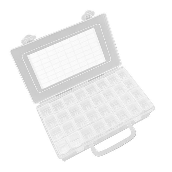Vogacara Caja de almacenamiento multifuncional para cuentas, pendientes y collares, caja de almacenamiento artística de diamantes, organizador Juegos de manicura 32 cuadrícula
