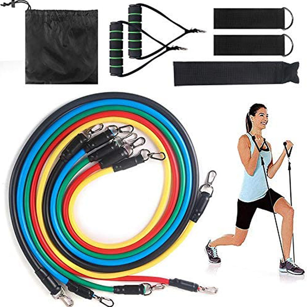 11PC Elastic Pull Ropes Fitness Gym Muscle Resistance Training Body Build Bands 