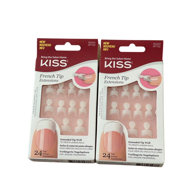 Kiss Nails French Tip Extensions Glue On 60433 KFT02 2 Pack