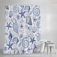 thumbnail image 3 of Shower Curtains for Bathroom, Navy Blue Coastal Waterproof Fabric Shower Curtain, Nautical Ocean Shell Starfish Sea Decorative Bathroom Curtain for Bathtub, 66"x72", No Hooks Included, 3 of 9