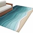 thumbnail image 2 of Turquoise Ombre Stripe Area Rugs 2.7x5 for Living Room, Summer Beach Abstract Waves Moires Non Slip Washable Rug Runner, Low Pile Indoor Floor Carpet Mat Bathroom Rugs for Bedroom, Kids Room, 2 of 9