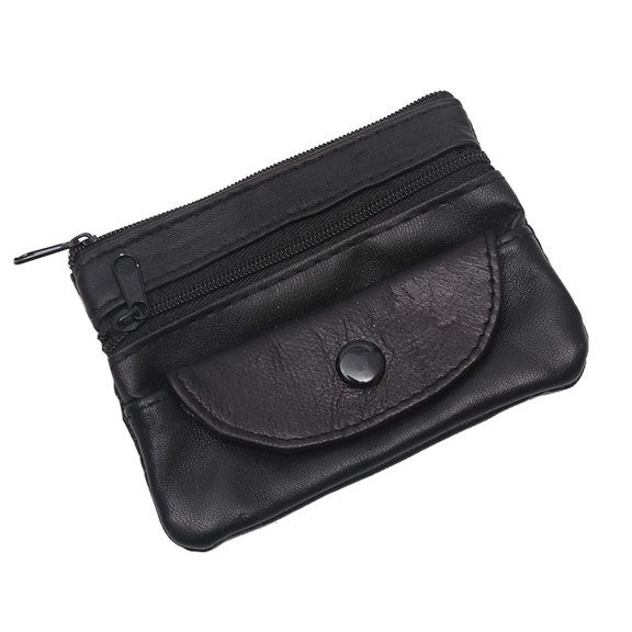 Simple Gift Vintage Fashion Retro Small Coin Purse Storage Bag Earphone Box Man Wallet BLACK
