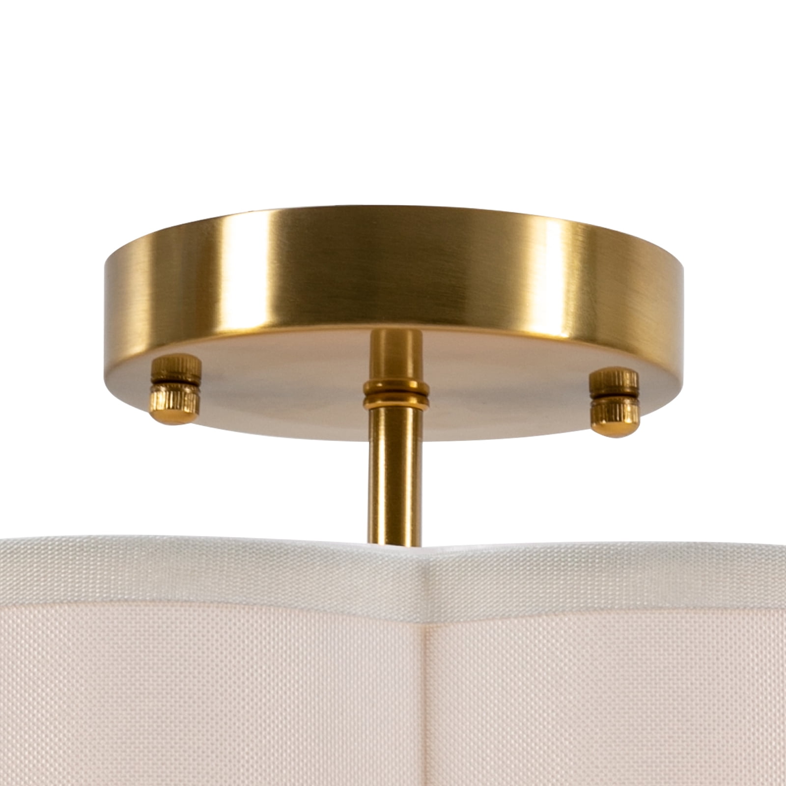 Griptix Modern Creamy White Petal Ceiling Light, Copper Electroplated Body, 3 E26 Bulbs, Soft & Warm Light, Flush Mounted for Bedrooms and Living Rooms