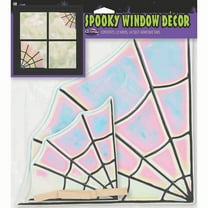Fun World 15 in Iridescent Window Webs Halloween Decoration - Pink