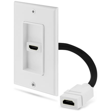 Fosmon Single Port Gold Plated HDMI Pigtail Cable Wall Plate Face Cover for HDTV, Home Theater, DVD, Cable Satellite, PS3/PS4, Nintendo Switch