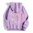 thumbnail image 5 of Women Sweatshirts Women's Hooded Sweatshirt for Casual and Wear with Long Sleeves Zippered Pocket Detail Drawstring Hoodie for Women Purple 2XL, 5 of 6