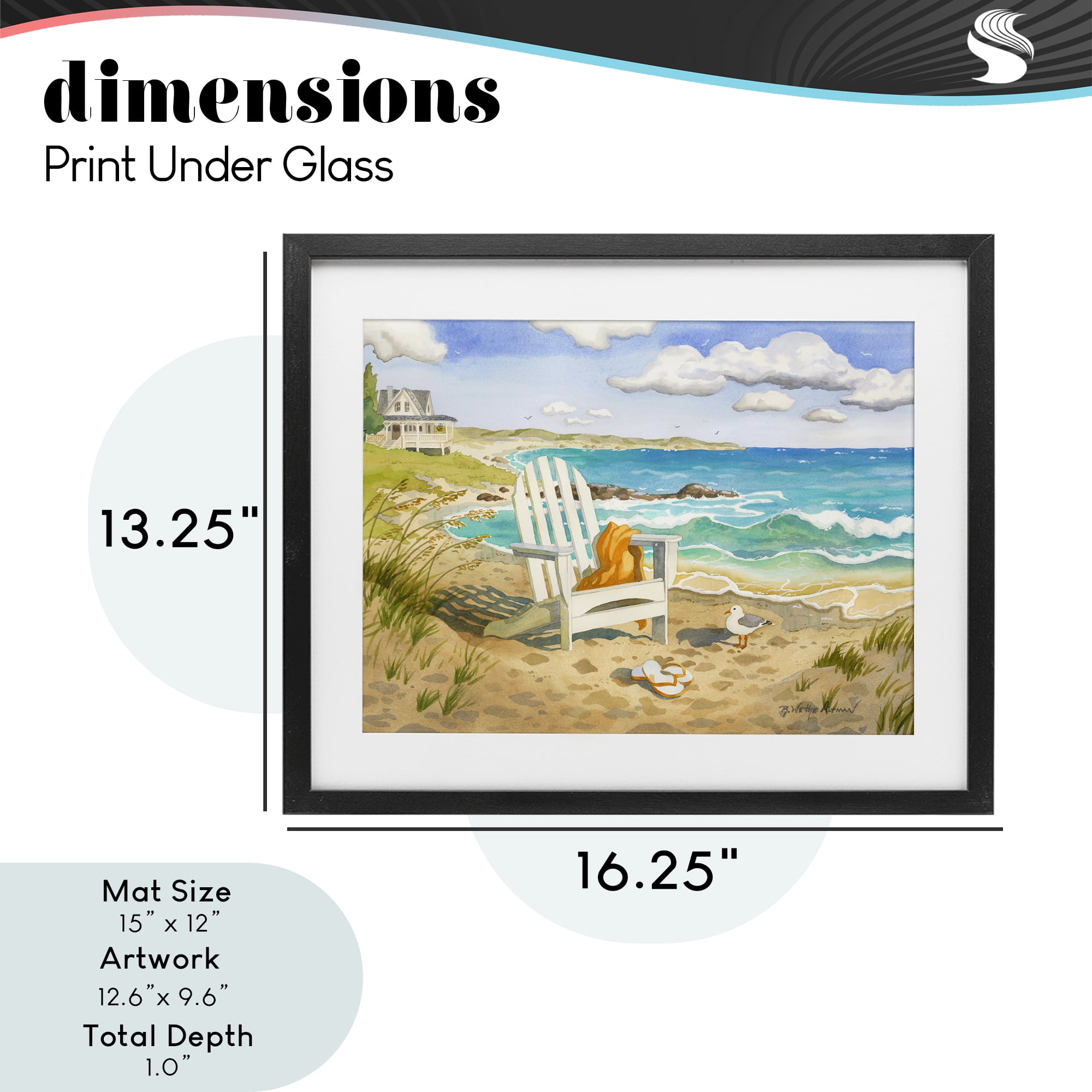 Stupell Industries Waiting For You by Beach Black Framed Print Under Glass, design by Robin Altman