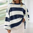 thumbnail image 3 of WTXUE Sweaters Womens Sweaters Clearance Women's Crew Neck Long Sleeved Striped Sweater With Flared Sleeves, Blue L, 3 of 8