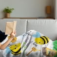 thumbnail image 3 of Honey Bee Soft Flannel Fleece Blanket, Cartoon Style Illustration of a Bee Happy Garden Scene and an Organic Honey Jar, Cozy Plush for Indoor and Outdoor Use, 70" x 90", Multicolor, by Ambesonne, 3 of 5