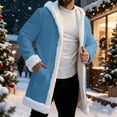 thumbnail image 2 of LINGLANG Christmas Men's Long Cardigan Hoodies Women White Faux Fur Trim Warm Santa Claus Xmas Hooded Coat With Pocket, 2 of 7