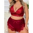 thumbnail image 1 of Plus Ensemble de Lingerie en Satin de Dentelle Contrastante, 1 of 5