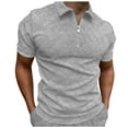 thumbnail image 1 of Men's Shirts - Classic Jacquard Short Sleeve Top with Geometric Print Solid Color Lapel Zip Closure for Spring and Summer, 1 of 5
