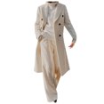 thumbnail image 2 of Fnooota Women's Peacoats, Lapel Collar Double Breasted Wool Mid Length Trench Coat White Size 3XL, 2 of 9