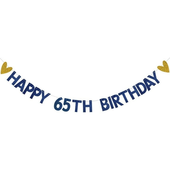 HAPPY 65TH BIRTHDAY Banner,,Blue Paper Glitter Party Decorations for 65 Years Old 65TH Birthday Party Supplies Letters Blue