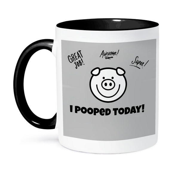 3dRose, I pooped today piggie, 11oz Two-Tone Black Mug