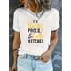 thumbnail image 1 of Camisetas con gráficos clásico para mujeres y adolescentes y niñas, playera de verano con estampado estéticoWomen's Casual Chic Witch Hat Graphic Tee - Comfy Stretchy Polyester Blend, Crew Neck Shor, 1 of 6