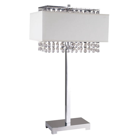 Newsome Contemporary Hanging Crystal Table Lamp with Ivory Shade