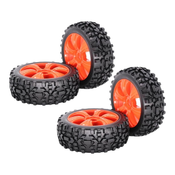 4 piezas 1/8 Coche Buggy 17MM Bujes de goma Ruedas de buje de ventilador naranja