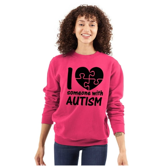 I Love Someone with Autism Puzzle Sweatshirt for Men or Women Brisco Brands S