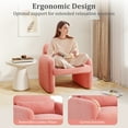 thumbnail image 2 of Giantex Modern Accent Chair, Fabric Upholstered Armchair w/Waist Pillow, Comfy Reading Single Sofa, Pink, 2 of 6