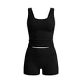 thumbnail image 3 of ZyeKqe 2 Piece Workout Sets for Women Square Neck Cropped Tank Tops Tight Gym Shorts Casual Sports Yoga Tracksuits, 3 of 8