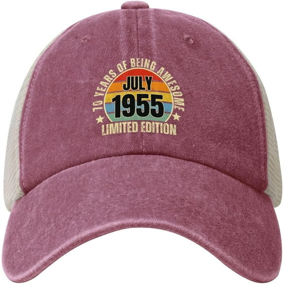 70 Years Old Awesome July 1955 70th Birthday Hat Denim Baseball Cap