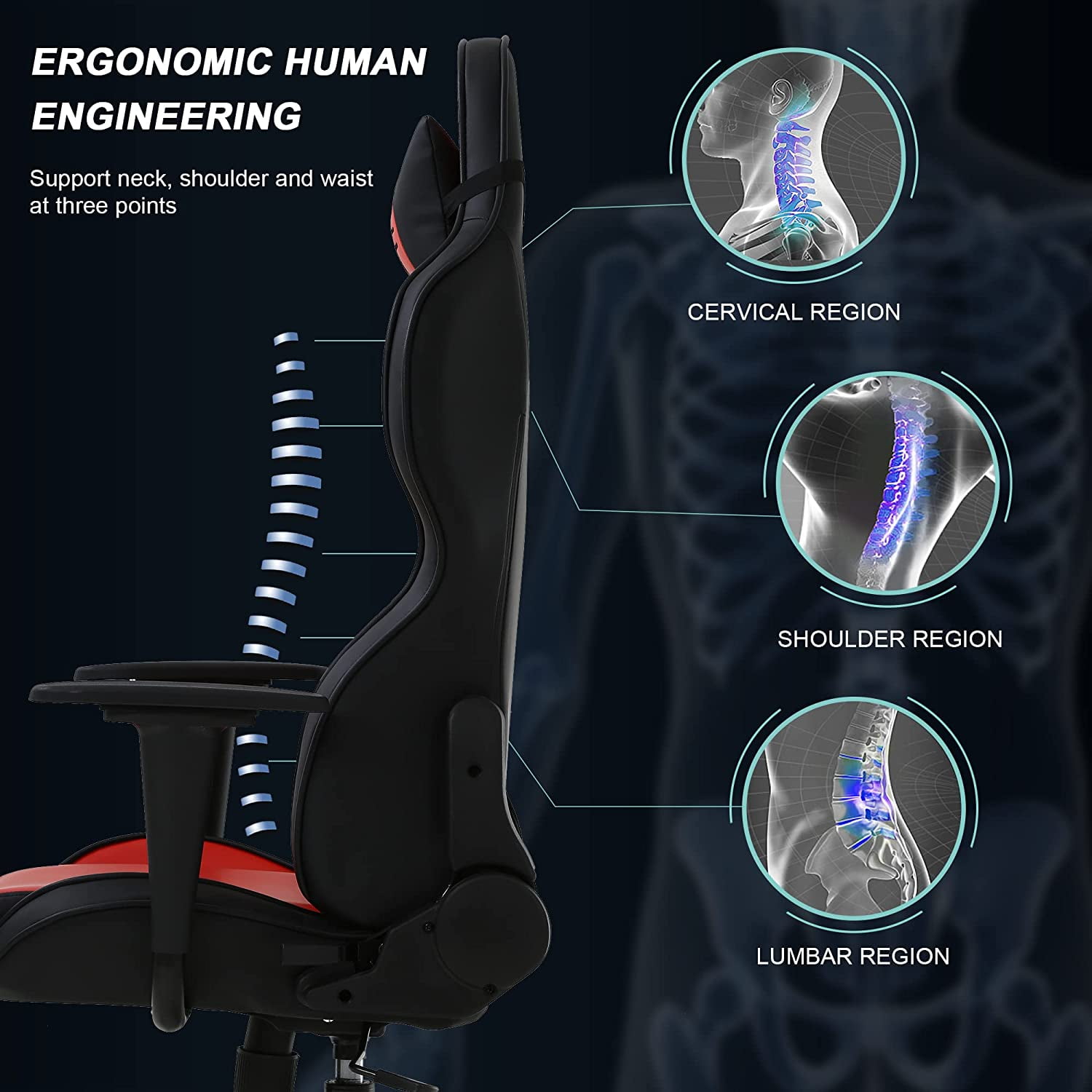 Adjustable PU Lumbar Massage Support Leather Racing Chair — BestOffice