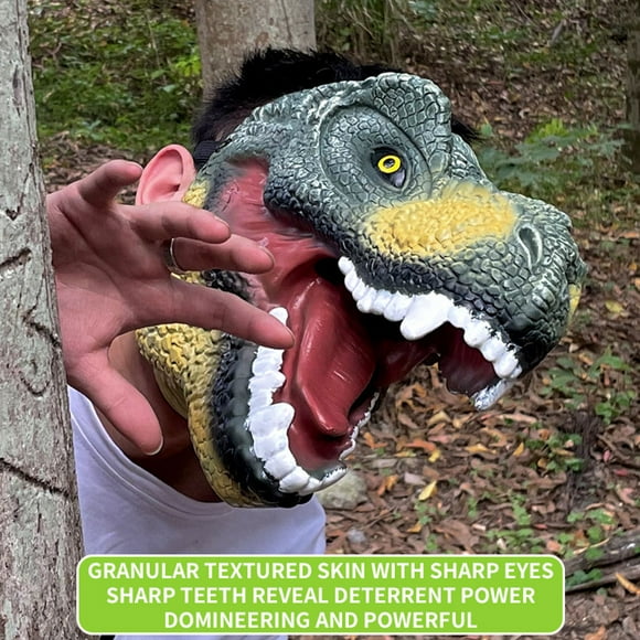 Becaristey Halloween Mask Funny Mask Realistic Dino Adjustable Wearing Halloween Party Mask For With Realistic Details Halloween orange