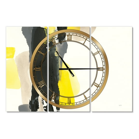 Designart 'Glam Black and Yellow II' Modern Wall Clock