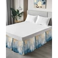 thumbnail image 4 of Absstract Color Block Bed Skirt Queen Size 16" Drop Blue Beige Gradient Art Ruffled Wrap Around Bed Skirts Adjustable Elastic Bedskirt Dust Ruffle for Queen Size Bed, 4 of 7