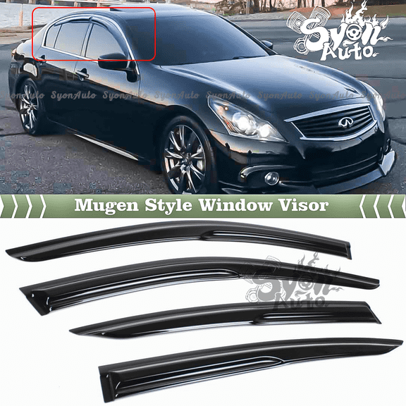 Fits 2007-2015 Infiniti G35 G37 G25 Sedan JDM 3D Mugen Style Window Visor Rain Guarnd Vent