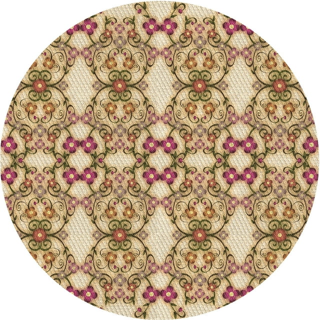 Ahgly Company Tapis Rond Lavable en Machine Intérieur Transitionnel Marron Clair, 5 Pieds Rond