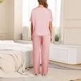 thumbnail image 5 of Ruimatai Women's Casual V-Neck Pajama Set Soft Comfortable Loungewear Two Piece Outfit with Long Pants for Home and Daily Wear, 5 of 7