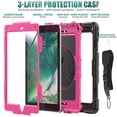 thumbnail image 4 of Case for iPad 6th / 5th Gen (2018 2017) / iPad Air 2 / iPad Pro 9.7 inch with Screen Protector, 360 Degree Rotating Kickstand Hand Strap Shockproof Cover with Shoulder Strap, Rose PC, 4 of 7