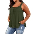 thumbnail image 5 of Women's Plus Size Casual Camisole Tank Top Cami Solid Color Sleeveless Loose Fit Soft Stretchy Daily Wear Loungewear Beach Vacation Fashion Essential Gift for Women | Aestivo,Green XL, 5 of 9