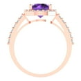 thumbnail image 4 of 1.86 ct Round Cut Natural Amethyst with Simulated Diamond Halo Accents 18K Rose Gold Womens Engagement Ring, 4 of 5