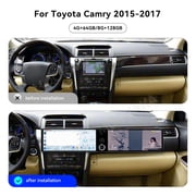 MOOKAKA 12.3+12.3 Smart Display Radio Audio Media Player for Toyota Camry 2015 2016 2017 Car Navigation GPS Upgrade Headunit Android Replacement 1080P Screen Carplay Accessories