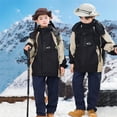 thumbnail image 4 of Afuyipoi Boys Girls Snowsuit Jacket Pants Set Waterproof Windbreaker Fleece Lined Winter Size 5-15 Black Size 7, 4 of 9