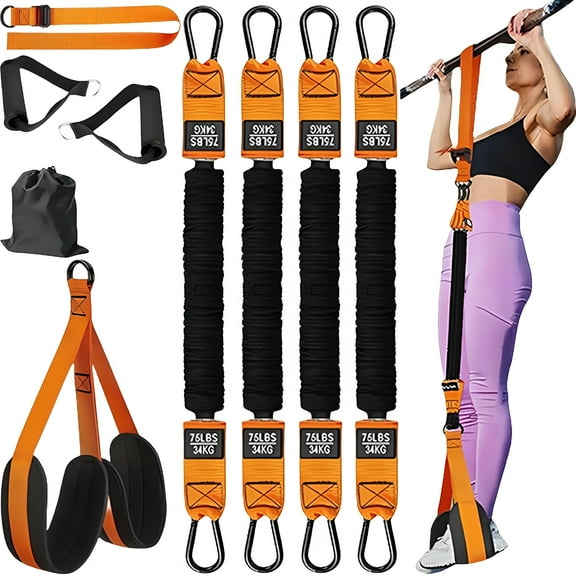 BESTSKY Pull Up Assistance Bands Set, Heavy-Duty Pull Up Workout Bands for Men & Women, Adjustable Weight/Size (150/225/300lb) with Fabric Feet/Knee Rest, for Home Exercise