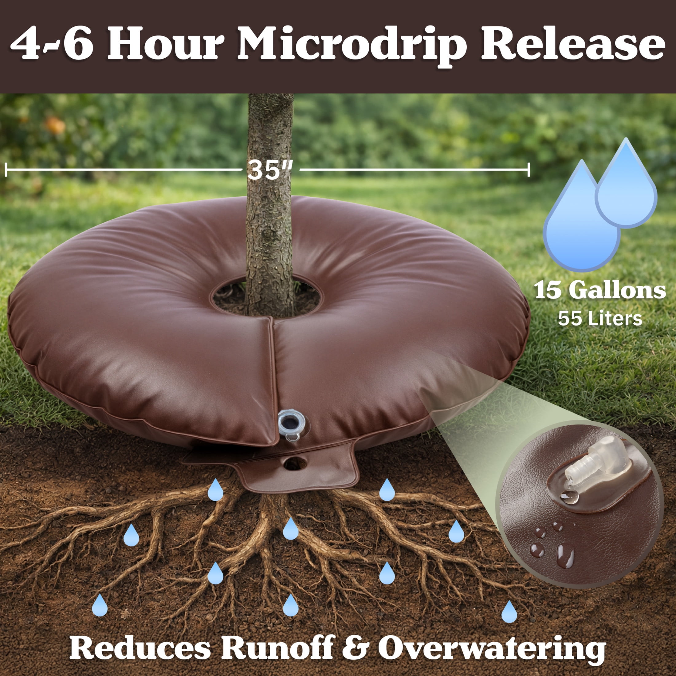 Pure Garden 15 Gallon Tree Watering Ring - Heavy Duty PVC Automatic Drip Irrigation System
