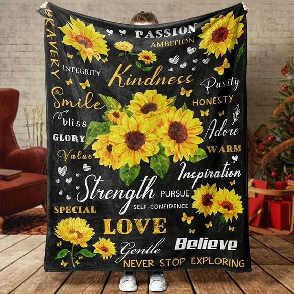 Sunflower Gifts For Women Sunflower Blanket Positive Healing Throw Blanket Christmas Birthday Gift For Women Blanket Soft Cozy Flannel Sunflower Decorations Blanket