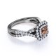 thumbnail image 4 of JeenMata Anillo de Compromiso Gótico Elegante de Oro Negro de 18 K sobre Plata con Morganita Tallada en Forma Cuadrada de 1 Quilate, Banda Retorcida, Pavé y Doble Halo, 4 of 6