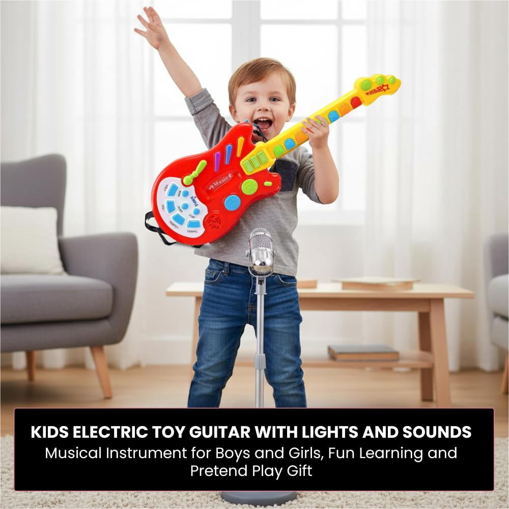 Dimple Toy Electric Guitar with Sound & Lights, 20+ Interactive Buttons, Levers & Play Modes for Kids