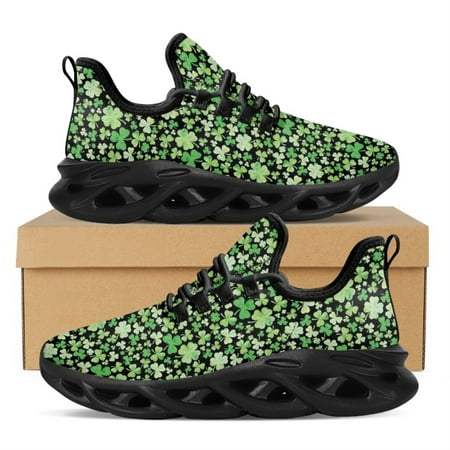 

Summer Breathable Flat Shoes Shamrock 3D Printing Lace-Up Casual Vulcanized Shoes St Patricks Day Street Trendy Fashion Sneakers