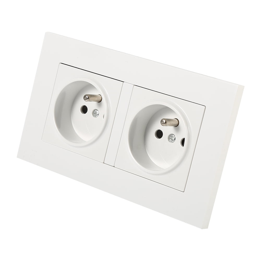 1PC French Standard Wall Power Socket White PC Panel AC 110~250V 16A 2 Way Daboolka