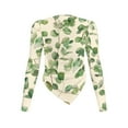 thumbnail image 2 of Xoenoiee Green Eucalyptus Leaves Print Women's Tops Long Sleeve Asymmetrical Hem Ruched Slim Fit Shirts Elastic Going Out Y2k Shirts Fall Blouse Pullover, Size M, 2 of 7